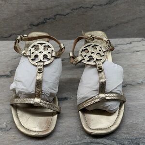 Tory Burch Gold Heeled Boots